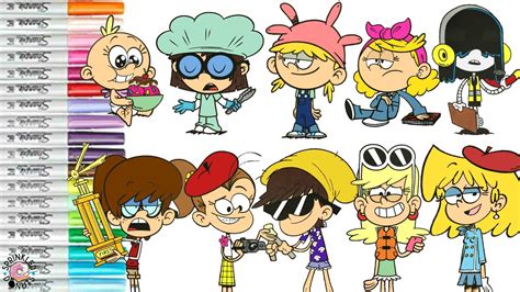 the loud house coloring book pages all 10 loud sisters lily lisa lana lola lucy lynn luan luna