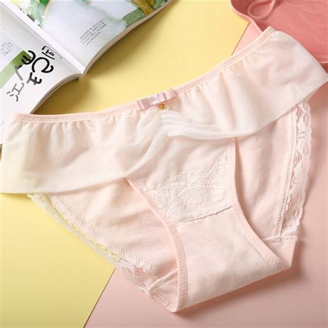 Japanese Girls Cotton Low Waist Underwear Lace Pearl Princess Seamless