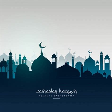 Mosques Silhouettes Free Vector Ramadan Greetings Eid Mubarak