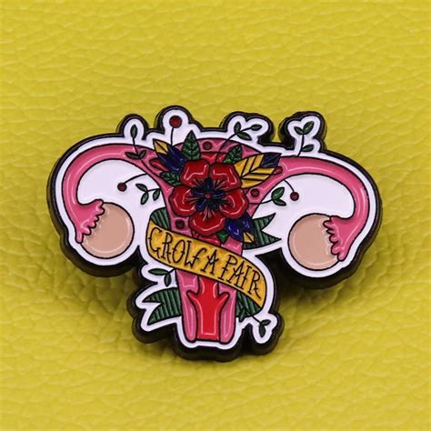 Feminist Enamel Pin Garden Flowers T Badge Girl Power Art Ts For