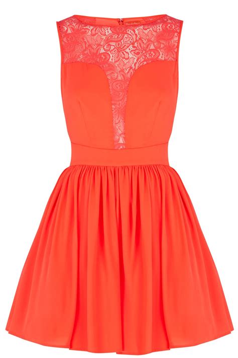 We Heart The Lace Panelling And Full Skirt On This Orange Dress From