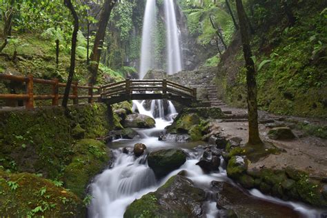 Waterfall Long Exposure With Bridge And Stream Image Free Stock Photo
