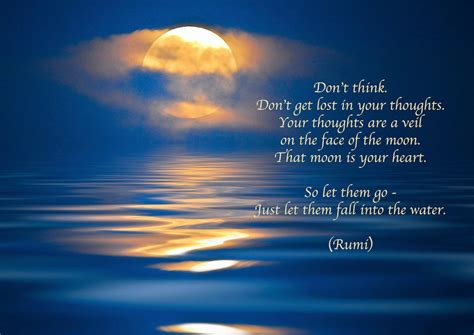 Rumi Quote Inspirational Poetry Greeting Card Moon Reflection Lake