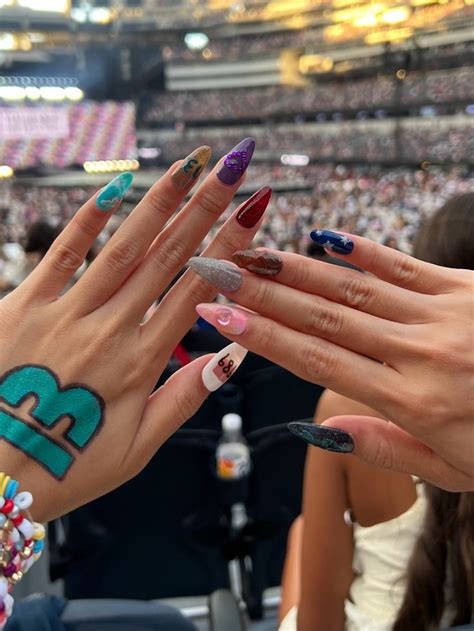 Taylor Swift Album Eras Tour Nail Inspo Taylor Swift Nails Taylor Swift Party Taylor Swift