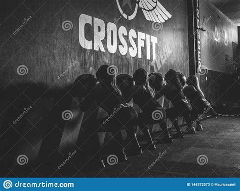 Crossfitters Training Hard Daily Wod Silouettes Editorial Stock Photo