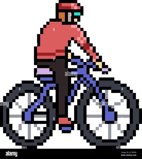 Vector Pixel Art Bicycle Ride Isolated Cartoon Stock Vector Image And Art