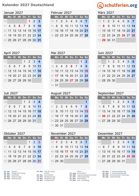 Kalender 2027