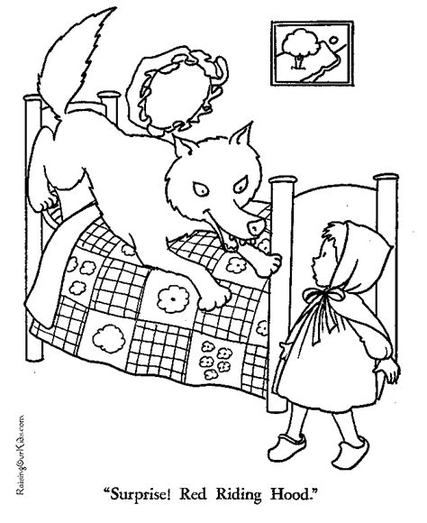 red riding hood meets wolf coloring page