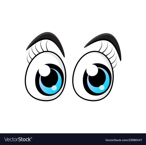 blue cartoon character eyes with eyelashes vector image
