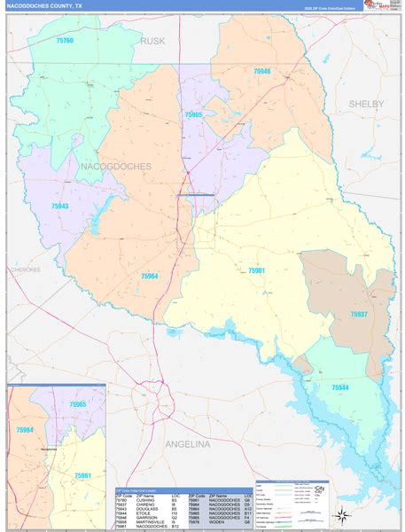 Nacogdoches County Tx Wall Map Color Cast Style By Marketmaps Mapsales