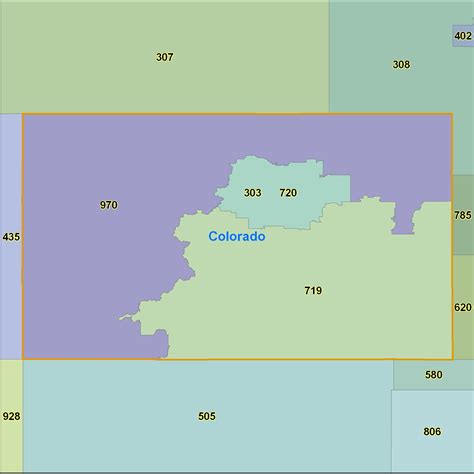 Colorado Area Code Maps Colorado Telephone Area Code Maps