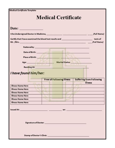 Free Fake Medical Certificate Template Business Professional Templates