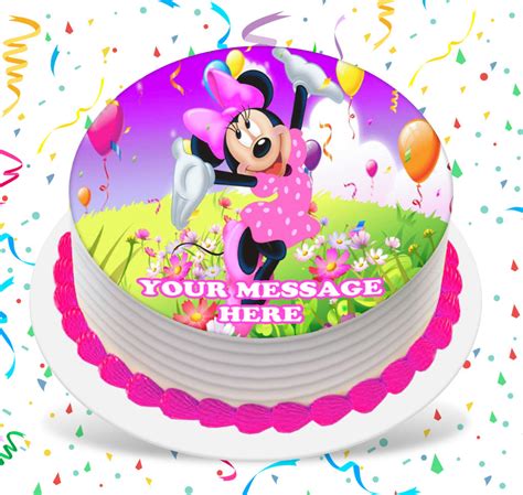 Minnie Mouse Edible Image Cake Topper Personalized Birthday Sheet Cust