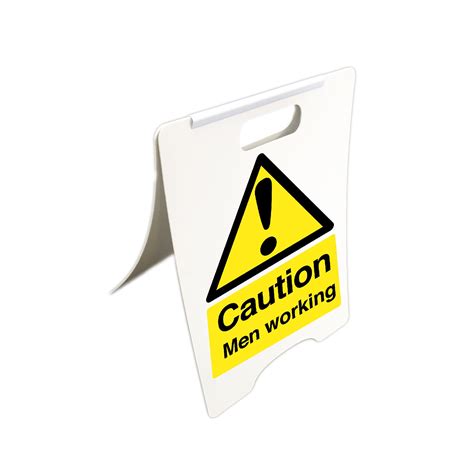 Caution Men Working White Standing Floor Sign First Safety Signs