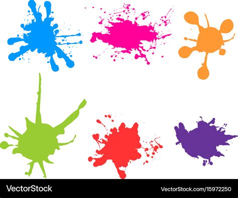 Color Paint Splatter Paint Splashes Set Royalty Free Vector