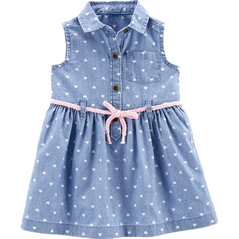 Carters Infant Girls Chambray Shirt Dress Baby Girl 0 24 Months