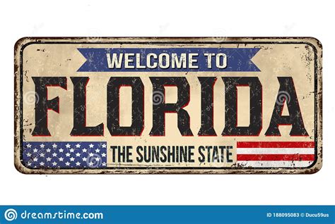 Welcome To Florida Vintage Rusty Metal Sign Stock Vector Illustration