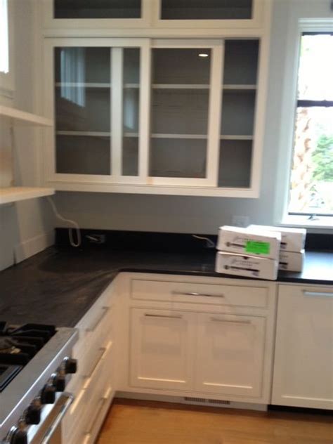 Lacquered painted cabinet doors aluminum extruded handles. kitchen sliding glass cabinets | Kitchen cabinets sliding ...