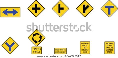 Intersection Warning Signs Road Signs Stock Vector Royalty Free