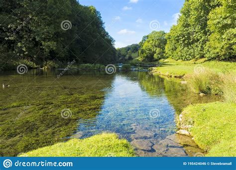 Tranquil River Lathkill Flowing Through Lathkill Dale Derbyshire Stock