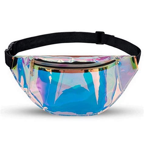 Holographic Waterproof Women Waist Pack Shiny Iridescent Clear Pvc