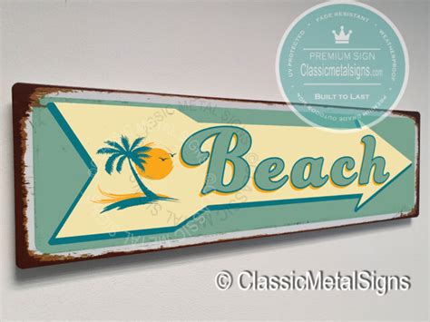 Vintage Style Beach Sign Classic Metal Signs