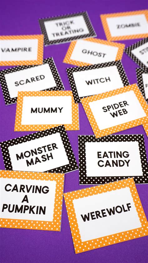 Printable Halloween Charades Game Cards These Fun