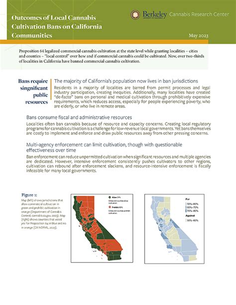 Outcomes Of Local Cannabis Cultivation Bans On California Communities Uc Berkeley Cannabis