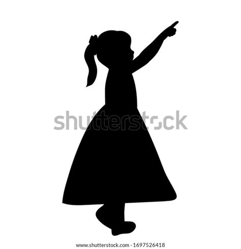 White Background Black Silhouette Little Girl Stock Vector Royalty