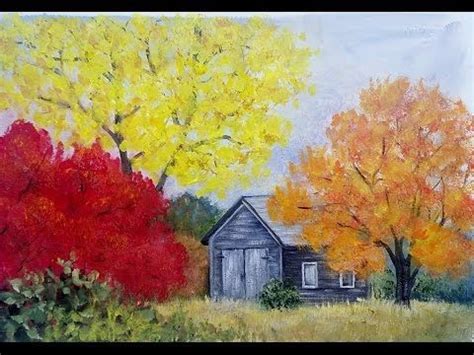 Easy Autumn Tree Landscape with Barn Acrylic Painting Tutorial for Beginners - YouTube ...