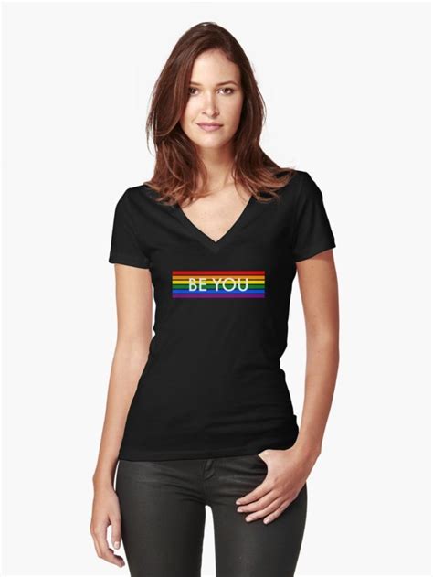 Be You Pride Flag Fitted V Neck T Shirt By Skr0201 Women Classic T