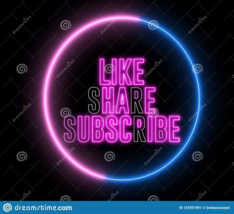 Text Of `like Share Subscribe` Inside Neon Colorful Circle Social
