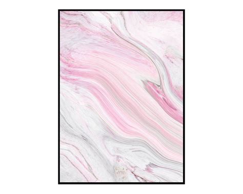 Marble Print Pink Grey Liquid Marble Abstract Poster Etsy