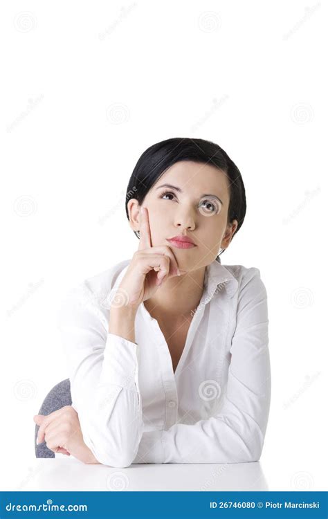 Pretty Young Woman In Sitting At The Desk Stock Photo Image Of Female