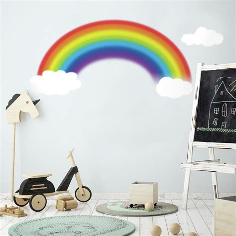 Rainbow And Clouds Wall Decals Giant Over The Rainbow Stickers Nursery