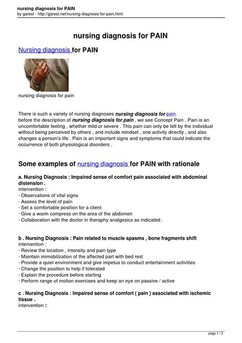 Nursing Diagnosis For Pain By Garest Issuu
