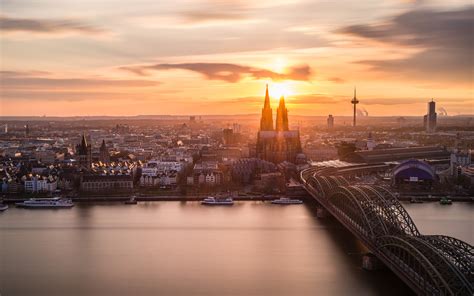 Cologne Köln Germany Sunset Cologne Cathedral Rhein Wallpapers Hd