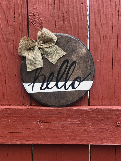Hello Sign Wooden Sign Small Wooden Decor Etsy