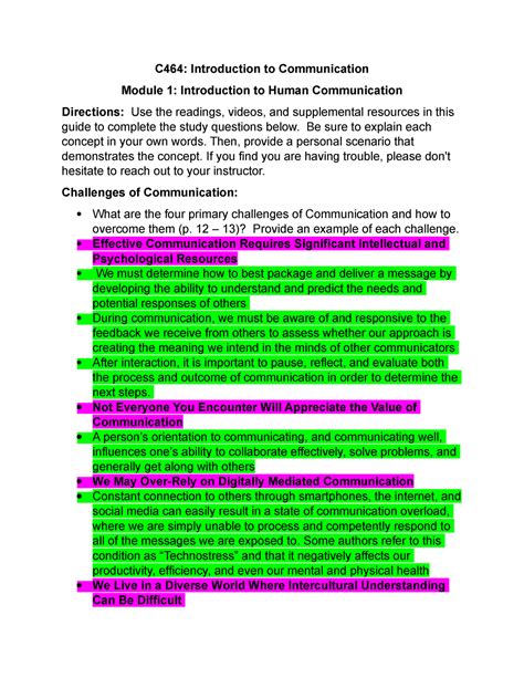 C464 Module 1 Notebook C464 Introduction To Communication Module 1