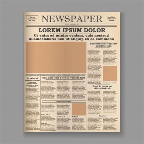 Realistic Old Newspaper Front Page Template Premium Vector Premium