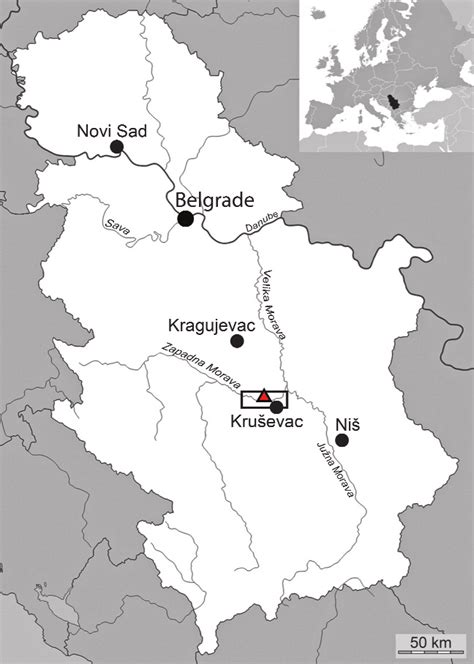 Map Of Serbia Showing Position Of The Kruševac Basin Black Rectangle