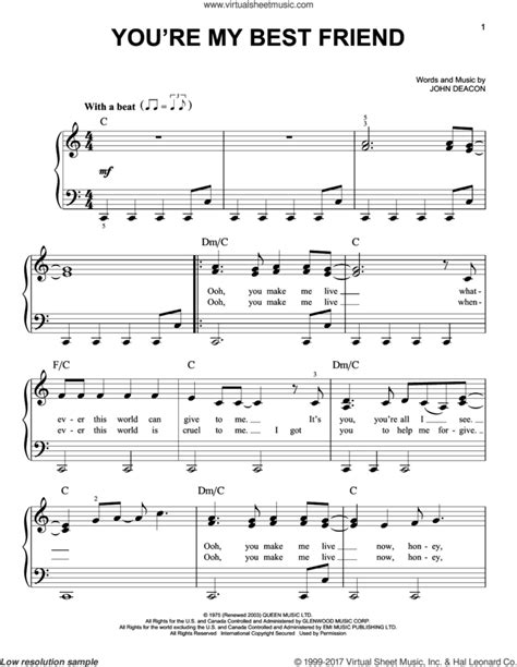 You Re My Best Friend Sheet Music Easy For Piano Solo PDF