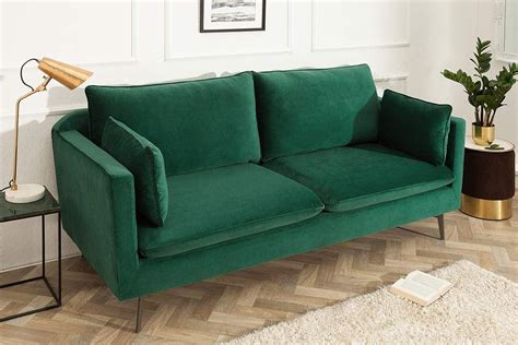 66 grüne sofas in verschiedenen formen und designs. Riess Ambiente Design 3er Sofa Famous grün 210cm Samt Federkern inkl. Kissen Couch 3-Sitzer ...