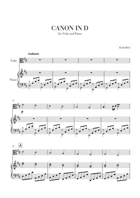 Canon In D For Viola And Piano Sheet Music Pdf Download