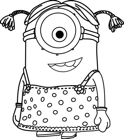 Cartoons Minions Little Girl Coloring Page