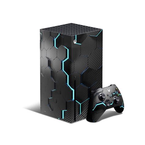 Xbox Series X Skin Neon Blue Carbon Fiber Hexagon Best Etsy