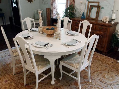 This dining set includes the perfect rectangle table for modern apartments. Painted white queen anne dining room set | Round dining room, Dining room table, Dining room ...