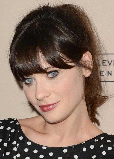 Long Ponytail With Bangs 1 Zooey Deschanel Hair Cool Hairstyles
