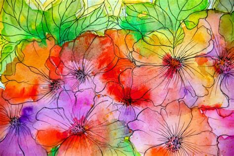 Watercolor Painting Impressionism Style Textured Painting Floral