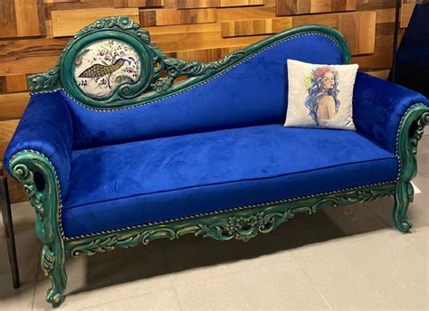 Casa Padrino Luxury Baroque Sofa Blue Multicolored Green